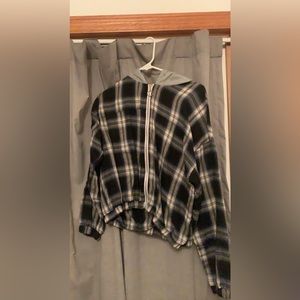 Blue and black flannel hoodie